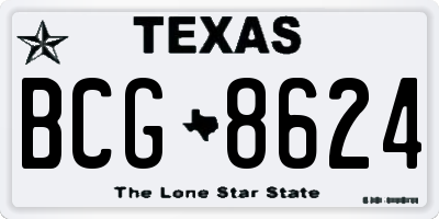 TX license plate BCG8624