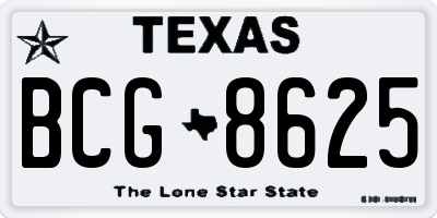 TX license plate BCG8625