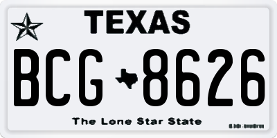 TX license plate BCG8626