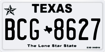 TX license plate BCG8627