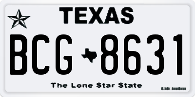 TX license plate BCG8631