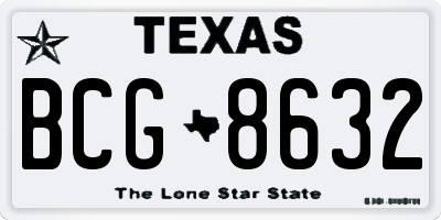 TX license plate BCG8632