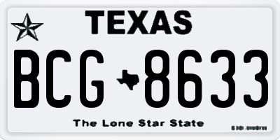 TX license plate BCG8633