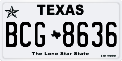 TX license plate BCG8636