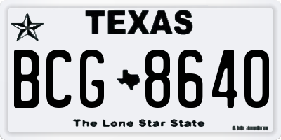 TX license plate BCG8640