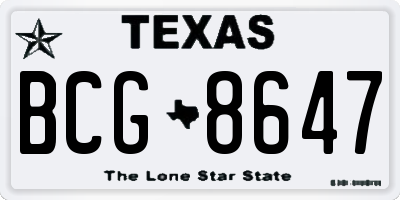 TX license plate BCG8647