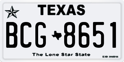 TX license plate BCG8651
