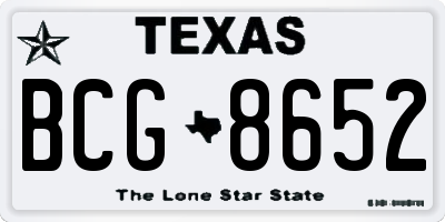 TX license plate BCG8652