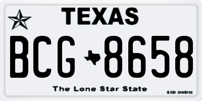 TX license plate BCG8658