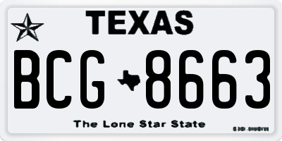 TX license plate BCG8663