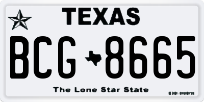 TX license plate BCG8665