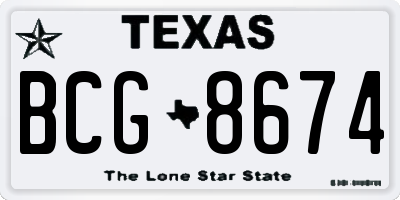TX license plate BCG8674