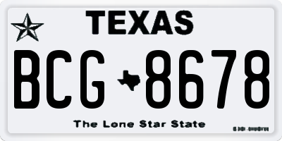 TX license plate BCG8678