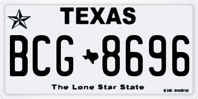 TX license plate BCG8696