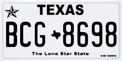 TX license plate BCG8698
