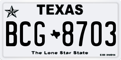 TX license plate BCG8703