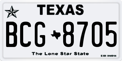 TX license plate BCG8705