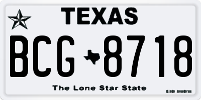 TX license plate BCG8718