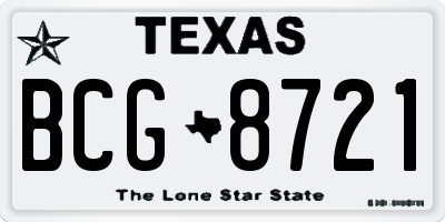 TX license plate BCG8721