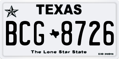 TX license plate BCG8726