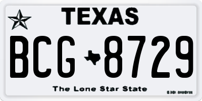 TX license plate BCG8729