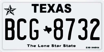 TX license plate BCG8732