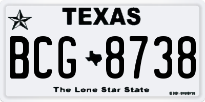 TX license plate BCG8738