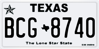 TX license plate BCG8740