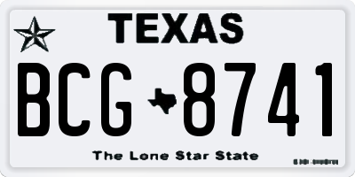 TX license plate BCG8741
