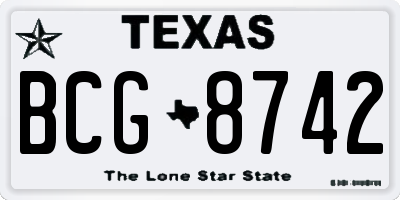 TX license plate BCG8742