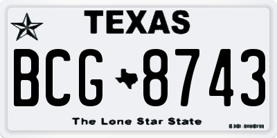 TX license plate BCG8743