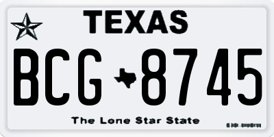 TX license plate BCG8745