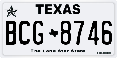 TX license plate BCG8746