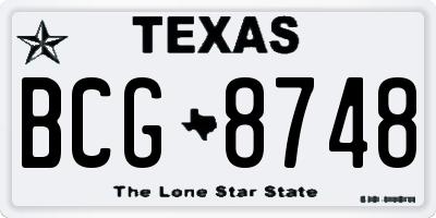 TX license plate BCG8748