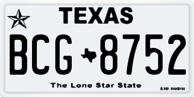 TX license plate BCG8752