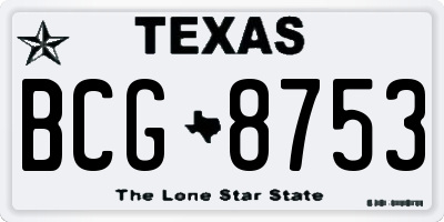 TX license plate BCG8753