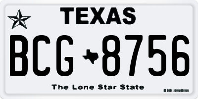 TX license plate BCG8756