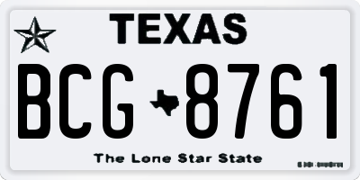 TX license plate BCG8761