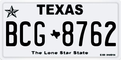 TX license plate BCG8762