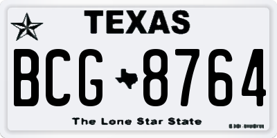 TX license plate BCG8764