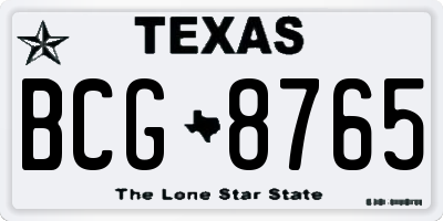 TX license plate BCG8765