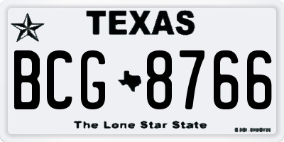 TX license plate BCG8766