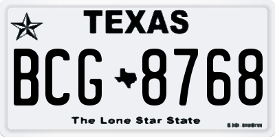 TX license plate BCG8768