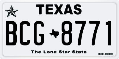 TX license plate BCG8771