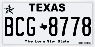 TX license plate BCG8778