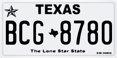 TX license plate BCG8780