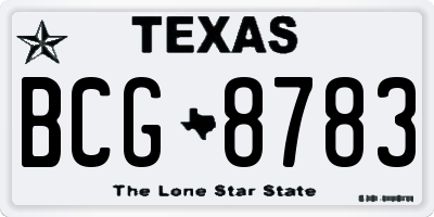 TX license plate BCG8783