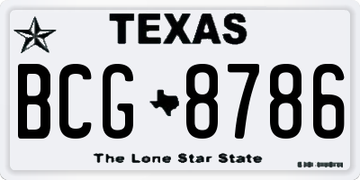 TX license plate BCG8786