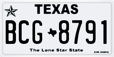 TX license plate BCG8791