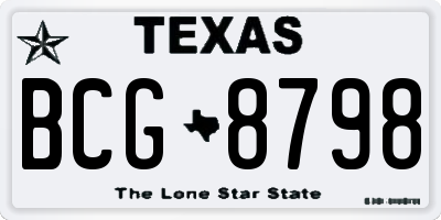 TX license plate BCG8798